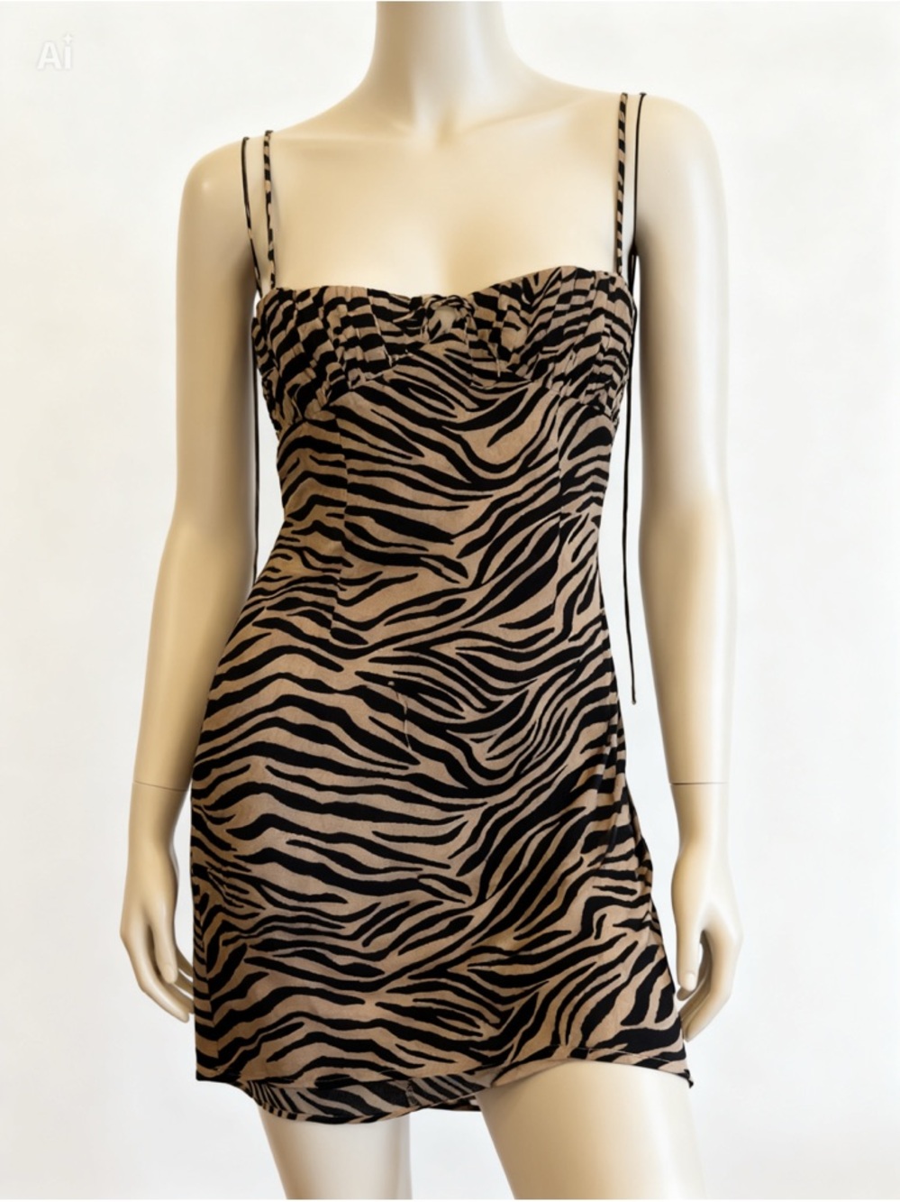 Skylar + Madison Black and Tan Zebra Print Mini Dress